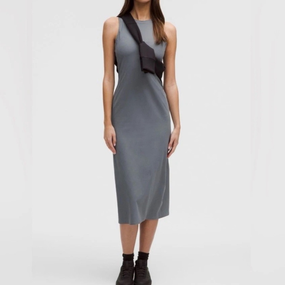 NWT LULULEMON ALL ALIGN RIBBED MIDI ATHLEISURE NOMAD DRESS GREY SOLD OUT SZ 4